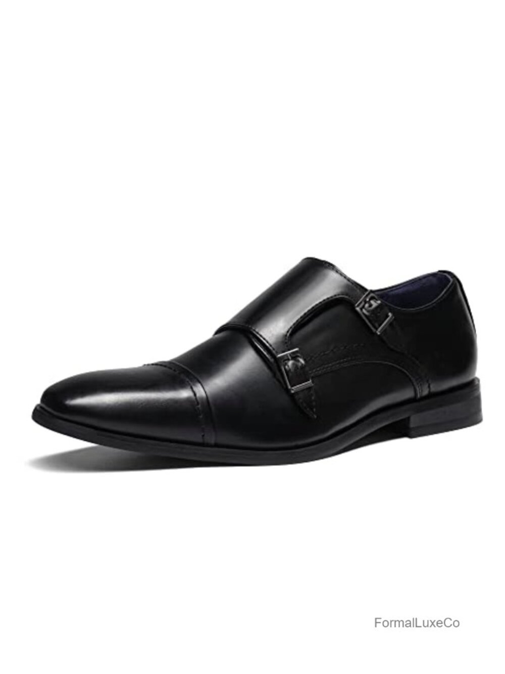 Men's Double Monk Strap Slip On Loafers Faux Leather Dress Shoes
